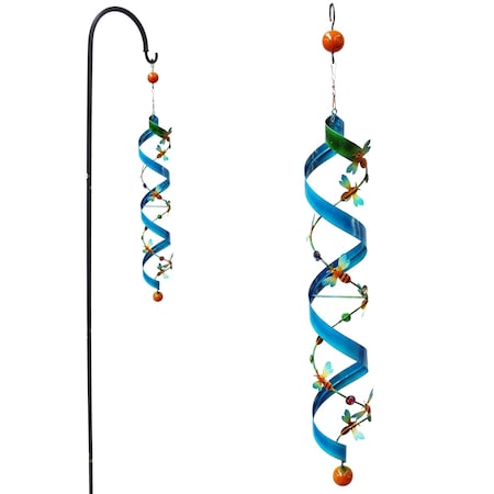 Alpine Alpine Multicolored Iron 84 in. H Bee with Shepherd Hook Garden Stake Spinner BVF251-201